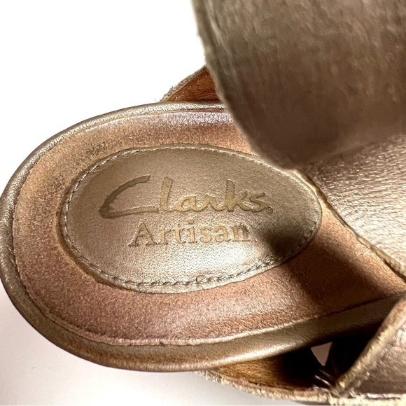 CLARKS Artisan Woodward Willow Champagne Leather sandals women’s size 10M - Picture 10 of 11